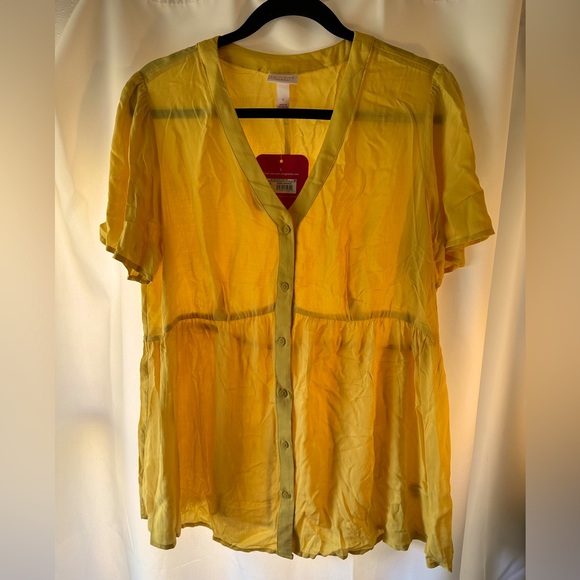 NWOT Golden Yellow Maternity Top Size L - Picture 2 of 3